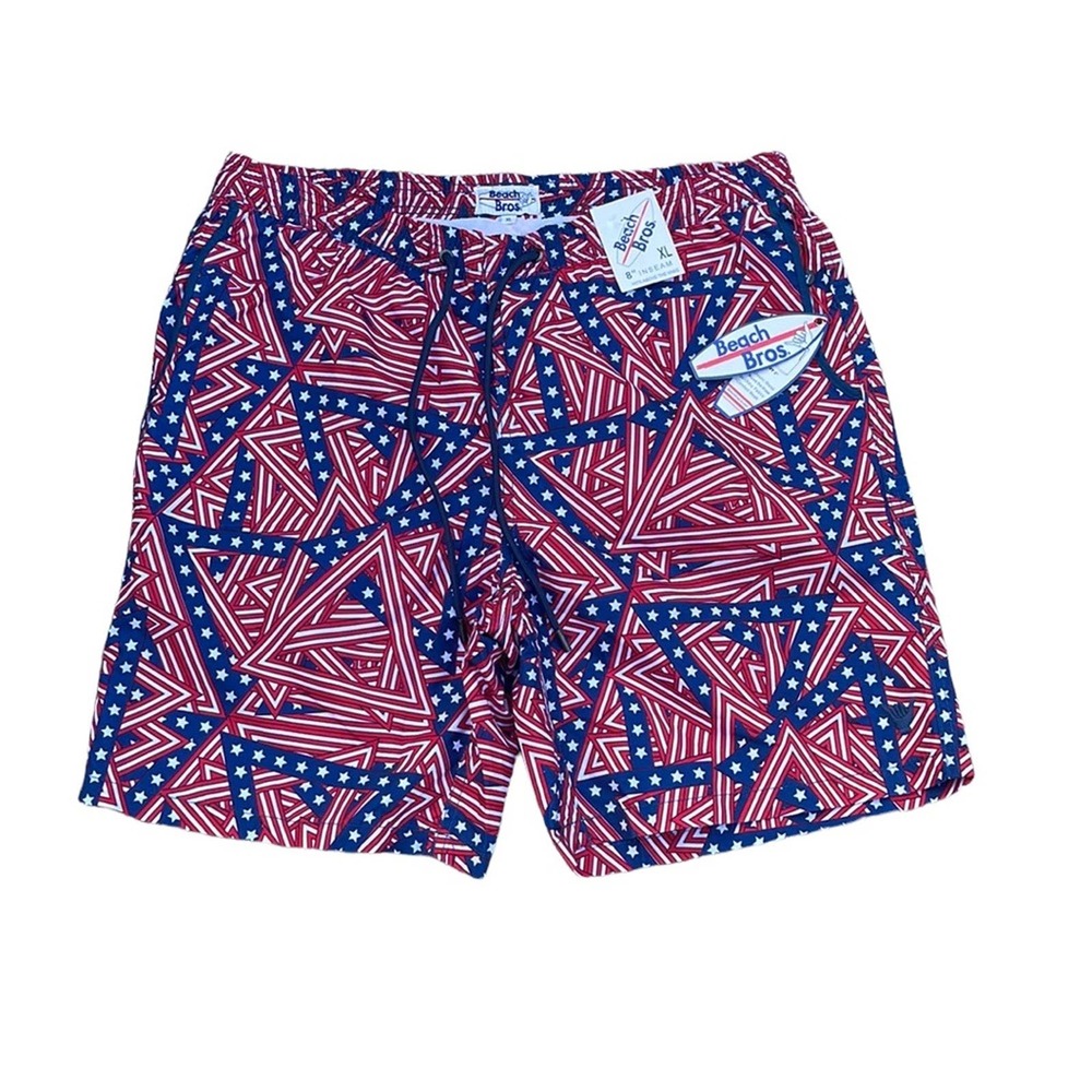 USA Flag print swim trunks red white blue size XL NEW